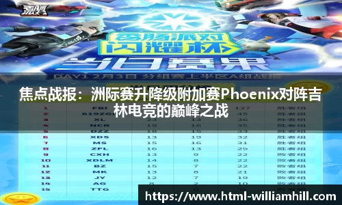 焦点战报：洲际赛升降级附加赛Phoenix对阵吉林电竞的巅峰之战